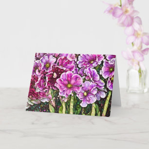 Rosa Flowers Blommigt Garden Art Note Card Kort