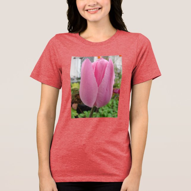 Rosa Flowers Blommigt Tulip Tulips Garden T Shirt (Framsida)