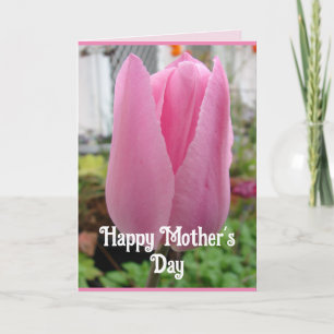 Rosa Flowers Blommigt Tulip Tulips Mors dag Card Kort