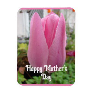 Rosa Flowers Blommigt Tulip Tulips Mors dag Card Magnet
