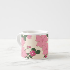 Rosa Flowers, Blommönster, Mönster av blommor Espressomugg