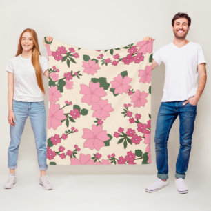 Rosa Flowers, Blommönster, Mönster av blommor Fleecefilt