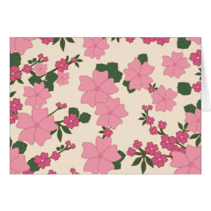 Rosa Flowers, Blommönster, Mönster av blommor Hälsningskort
