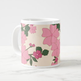 Rosa Flowers, Blommönster, Mönster av blommor Jumbo Mugg