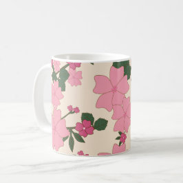 Rosa Flowers, Blommönster, Mönster av blommor Kaffemugg