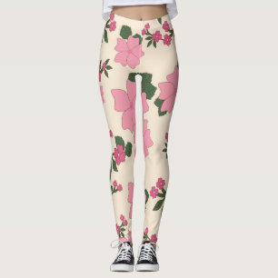Rosa Flowers, Blommönster, Mönster av blommor Leggings