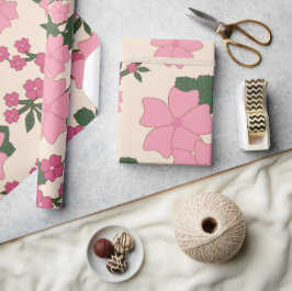 Rosa Flowers, Blommönster, Mönster av blommor Presentpapper