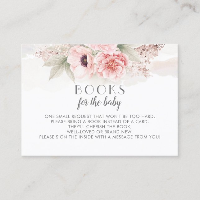 Rosa Flowers Bokar för Baby begäran Visitkort (Framsida)