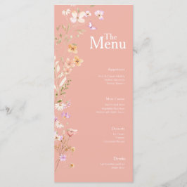 Rosa Flowers Bröllop Event Menu Bord Decor Meny