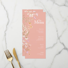 Rosa Flowers Bröllop Event Menu Bord Decor Meny