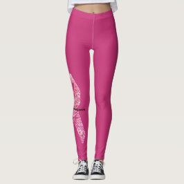 Rosa Flowers Bröstcancer medvetenhet Ribbon Leggings