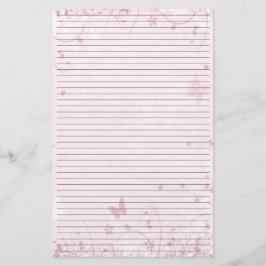 Rosa Flowers Butterflies Lining Stationery Papper