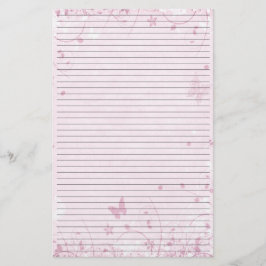Rosa Flowers Butterflies Lining Stationery Papper
