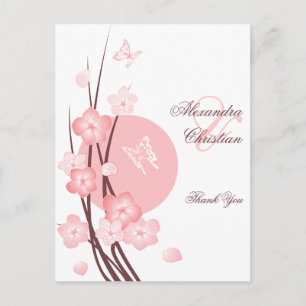 Rosa Flowers Butterfly Tack Vykort