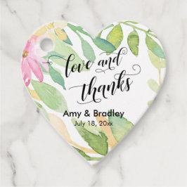 Rosa Flowers & Calligraphy Kärlek och Tack Bröllop Gåvor Etiketter