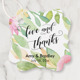Rosa Flowers & Calligraphy Kärlek och Tack Bröllop Gåvor Etiketter