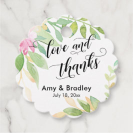 Rosa Flowers & Calligraphy Kärlek och Tack Bröllop Gåvor Etiketter