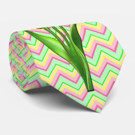 Rosa Flowers Chevron strippat flerfärgat däck Slips