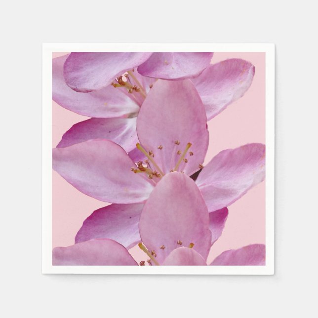 Rosa Flowers Cocktail Papper Napkins Pappersservett (Framsidan)