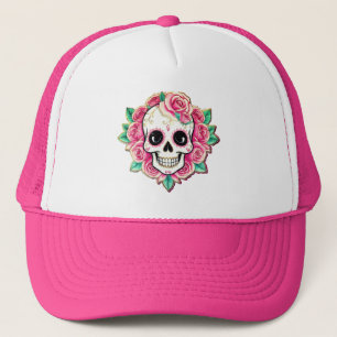 Rosa Flowers Coquette Blommigt Skull Ro Skeleton Keps