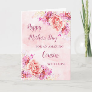 Rosa Flowers Cousin Lycklig Mors dag-kort Kort