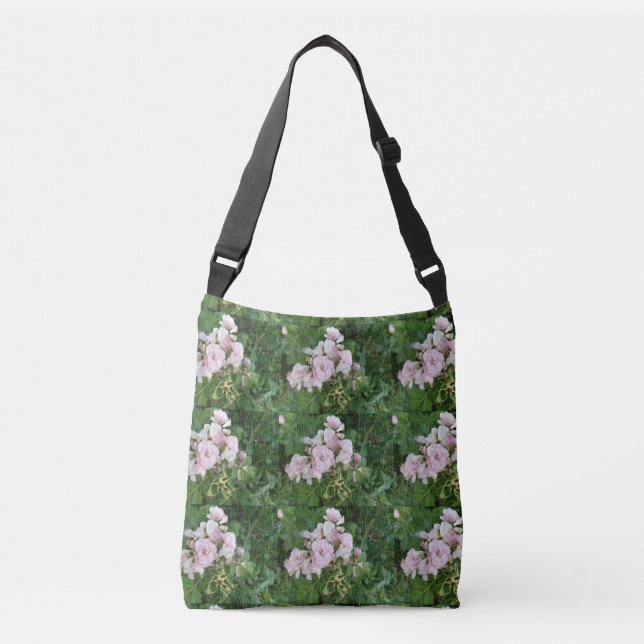 Rosa Flowers Crossbody Handbag Axelväska (Framsida)