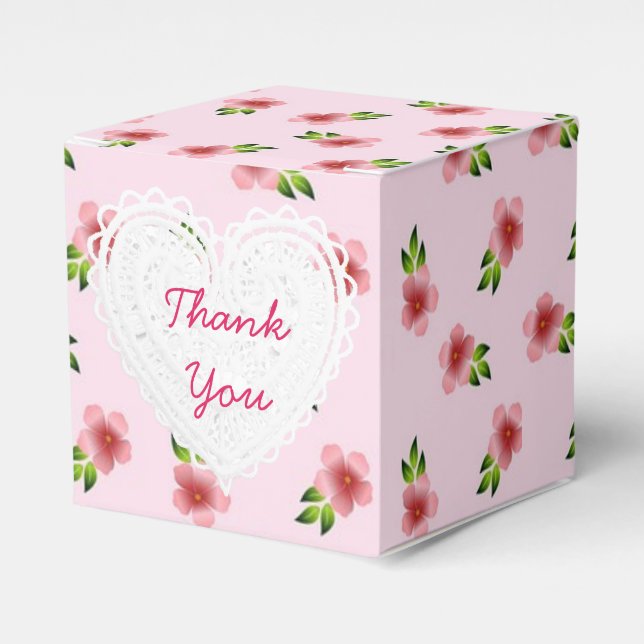 Rosa Flowers Cupkakbox Presentaskar (Framsidan Sidan)