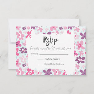 Rosa Flowers Cute Whimsical Bröllop OSA Kort