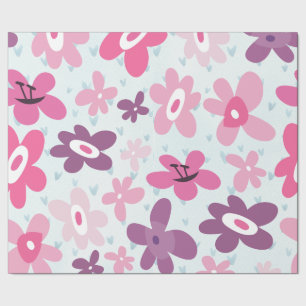 Rosa Flowers Cute Whimsical Mönster Presentpapper