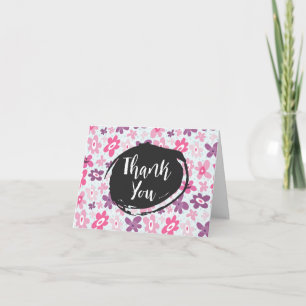 Rosa Flowers Cute Whimsical Mönster Tack Kort