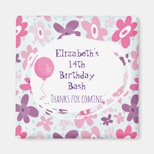Rosa Flowers Cute Whimsical Tack Birthday Magnet