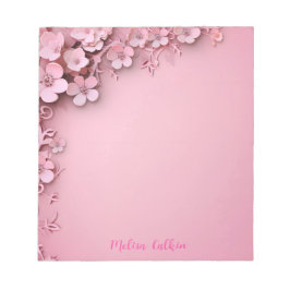 Rosa Flowers Dekoration med Rosa bakgrund Anteckningsblock