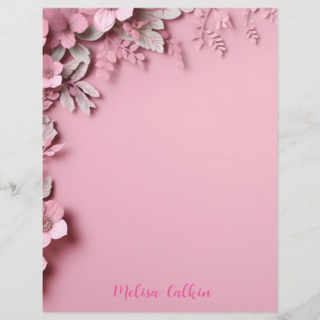 Rosa Flowers Dekoration med Rosa bakgrund Brevhuvud (Framsida)