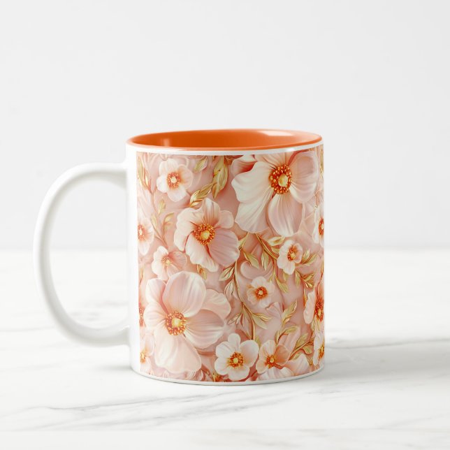 Rosa Flowers design Två-Tonad Mugg (Vänster)
