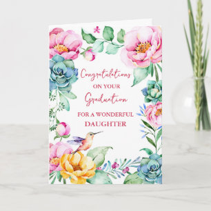 Rosa Flowers Dotter Grattis Studenten Kort