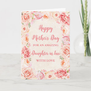 Rosa Flowers Dotter i Law Lycklig Mors dag Kort
