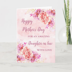 Rosa Flowers Dotter i Law Lycklig Mors dag Kort