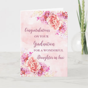 Rosa Flowers Dotter i Law Studenten Kort