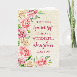 Rosa Flowers Dotter Lycklig Mors dag Card Kort
