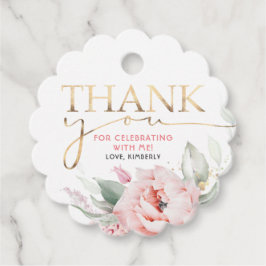 Rosa Flowers Elegant Birthday Tack Gåvor Etiketter