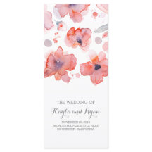 Rosa Flowers Elegant Bröllopsprogram för vattenfär