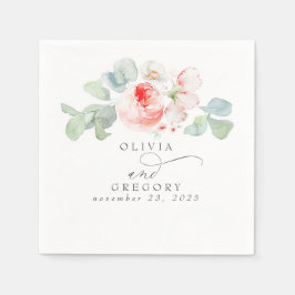 Rosa Flowers Elegant Romantic Bröllop Pappersservett