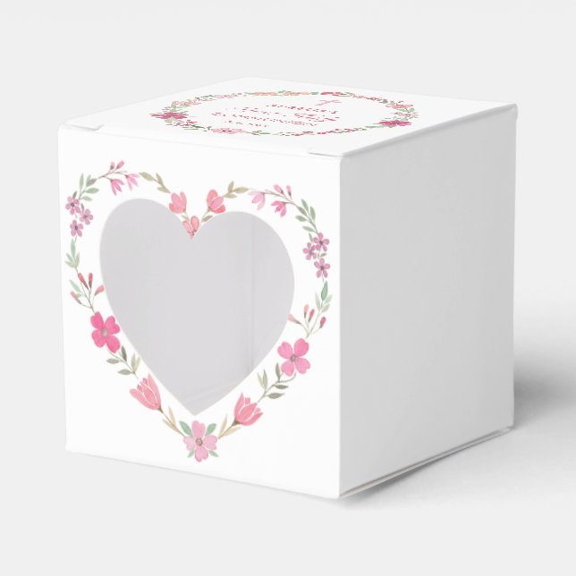 Rosa Flowers First Communion Heart Presentaskar (Framsidan Sidan)
