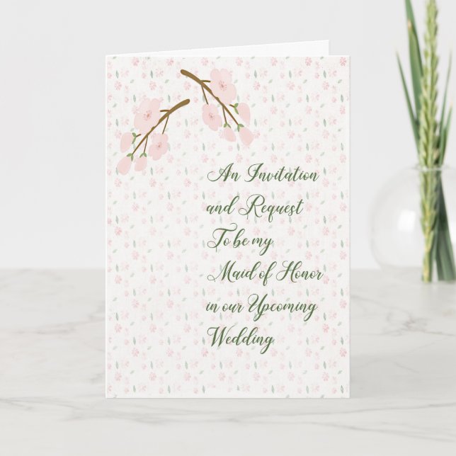 Rosa Flowers för inbjudan till maid of honor (Framsida)