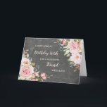 Rosa Flowers Friend Birthday Card Kort<br><div class="desc">Söt och tankeväckande hälsningskort för din väns födelsedag med ljusblommor av  rosa,  schalkboard rustic mönster och handskriven stil-text.</div>