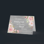 Rosa Flowers Friend Birthday Card Kort<br><div class="desc">Söt och omtänksamt hälsningskort för din väns födelsedag med ljusblommor av  rosa,  rustiskt trä mönster och handskriven stil-text.</div>