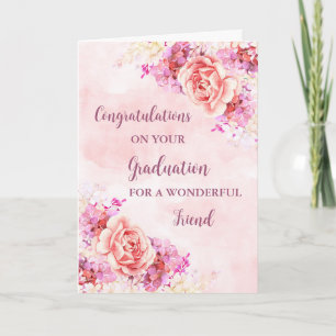 Rosa Flowers Friend Grattis Studenten Kort