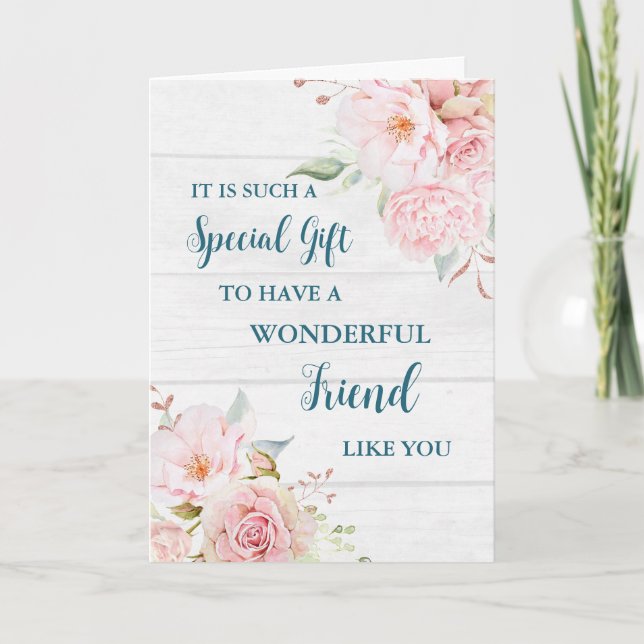 Rosa Flowers Friend Lycklig Mors dag-kort Kort (Framsida)