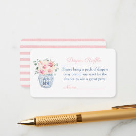 Rosa Flowers Ginger Burk Diaper Raffle Baby Shower Tilläggskort