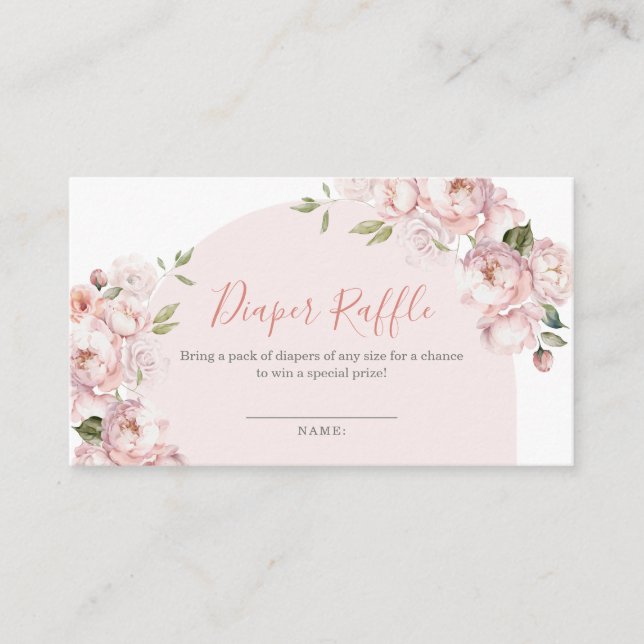 Rosa Flowers Girl Baby i Bloom Diaper Raffle Tilläggskort (Framsida)